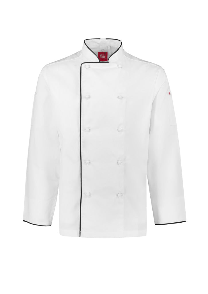 Biz Collection Mens Al Dente Long Sleeve Chef Jacket - White/Black