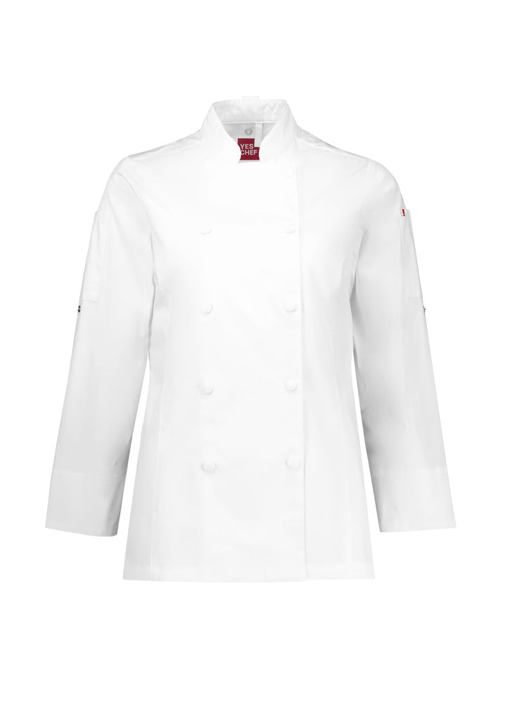 Biz Collection Womens Gusto Long Sleeve Chef Jacket - White