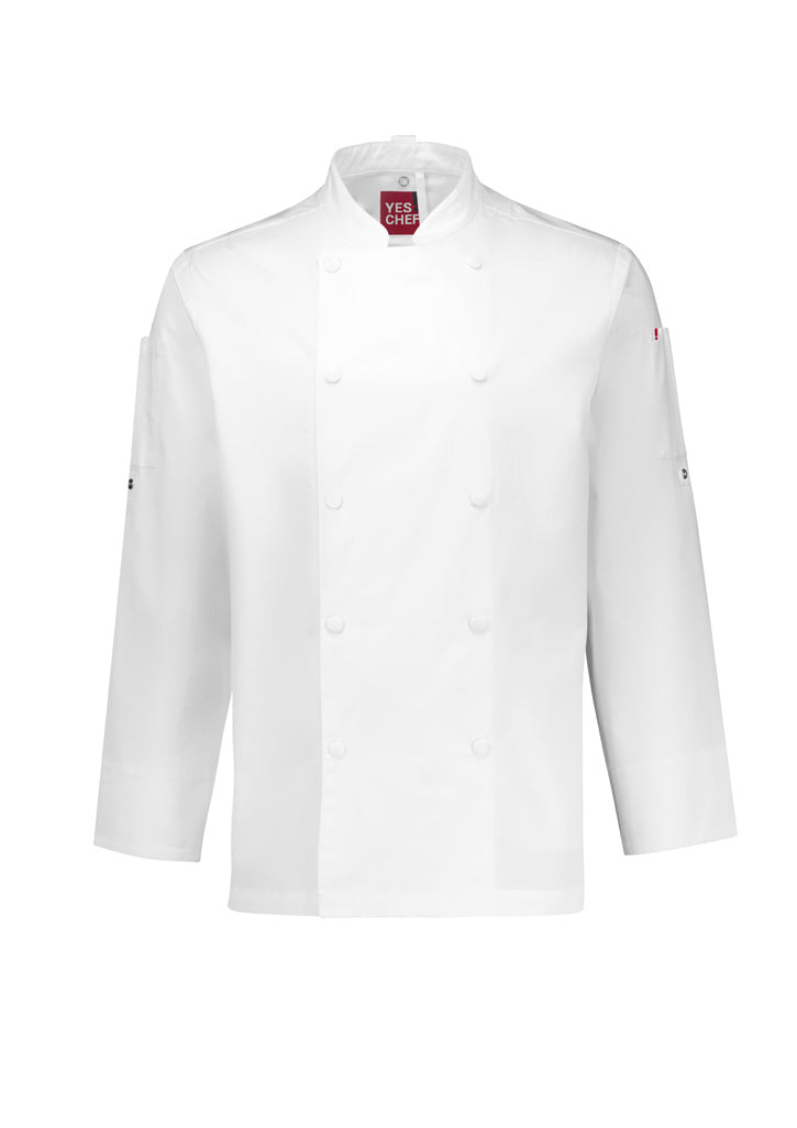 Biz Collection Mens Gusto Long Sleeve Chef Jacket - White
