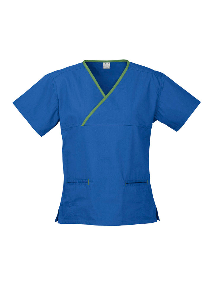 Biz Collection Womens Contrast Scrub Top - Royal/Lime