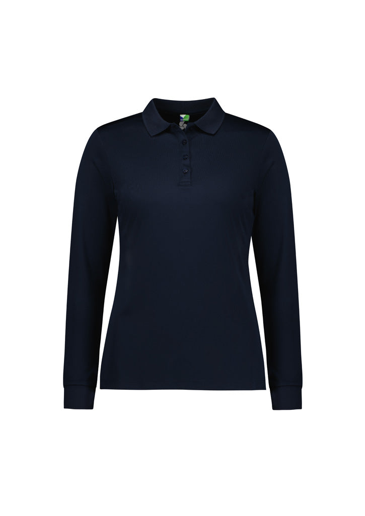 Biz Collection Womens Action Long Sleeve Polo - Navy