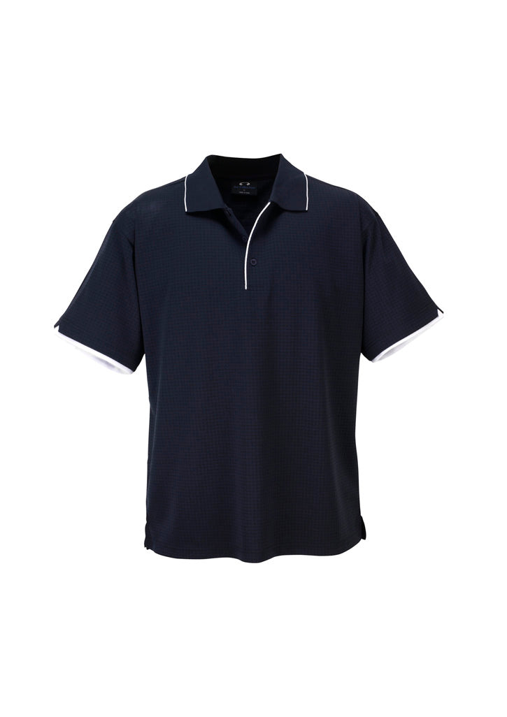 Biz Collection Mens Elite Short Sleeve Polo - Navy/White