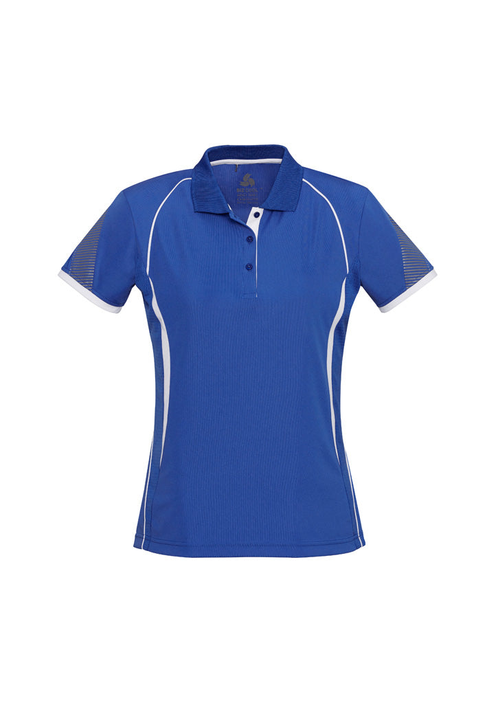 Biz Collection Womens Razor Short Sleeve Polo - Royal/White