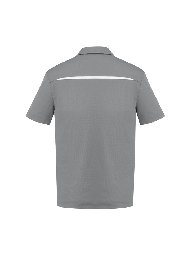 Biz Collection Mens Sonar Short Sleeve Polo - Silver/White