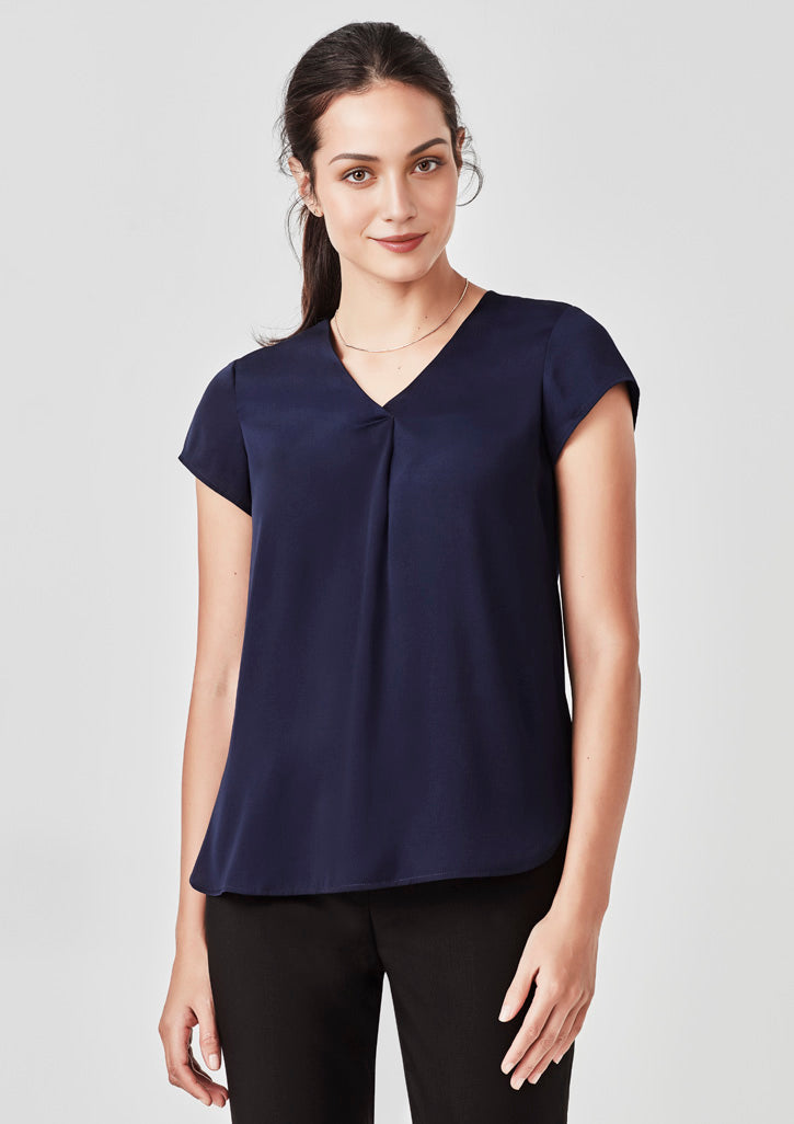Womens Kayla V-Neck Pleat Blouse RB967LS