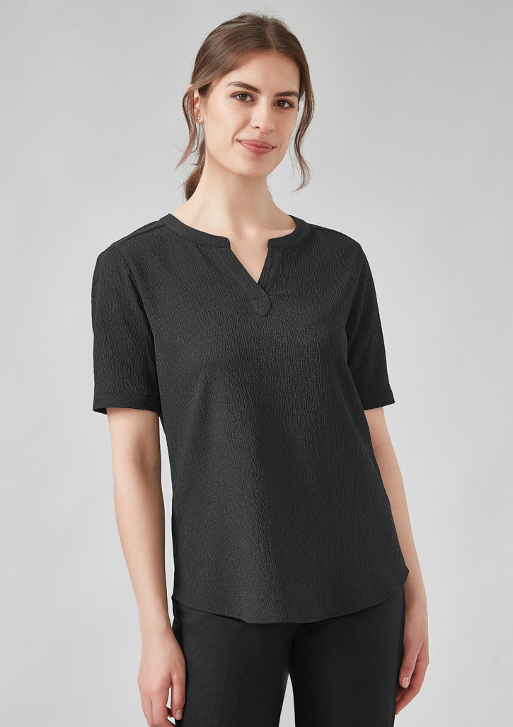 Womens Ruche Short Sleeve Blouse RU568LS