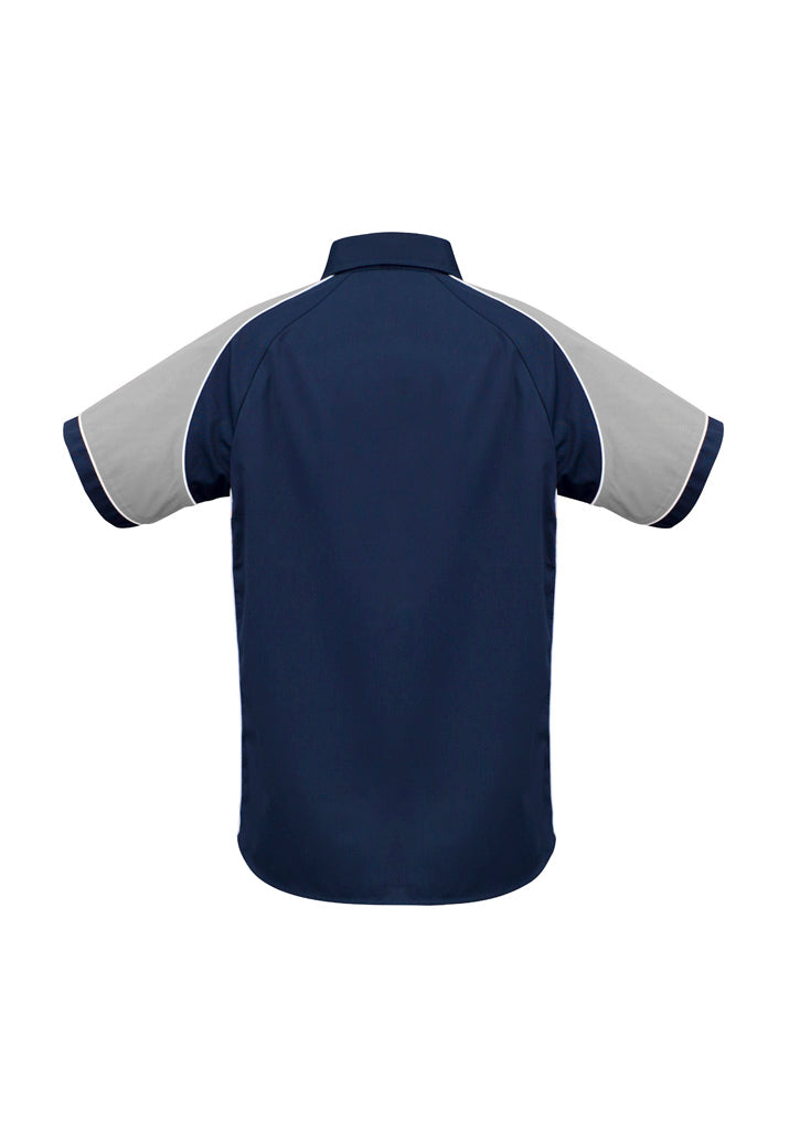 Biz Collection Mens Nitro Short Sleeve Shirt - Navy/Grey/White