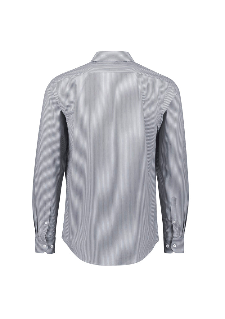 Biz Collection Mens Conran Classic Long Sleeve Shirt - Slate/White