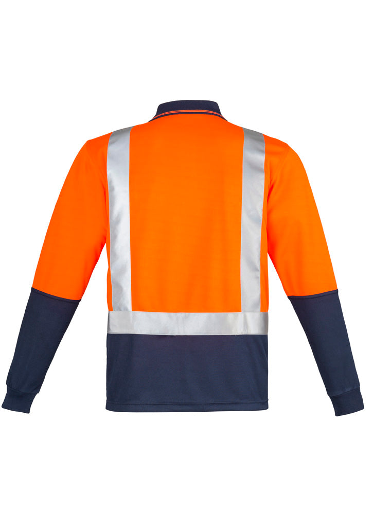 Mens Hi Vis Spliced Long Sleeve Polo - Shoulder Taped ZH234