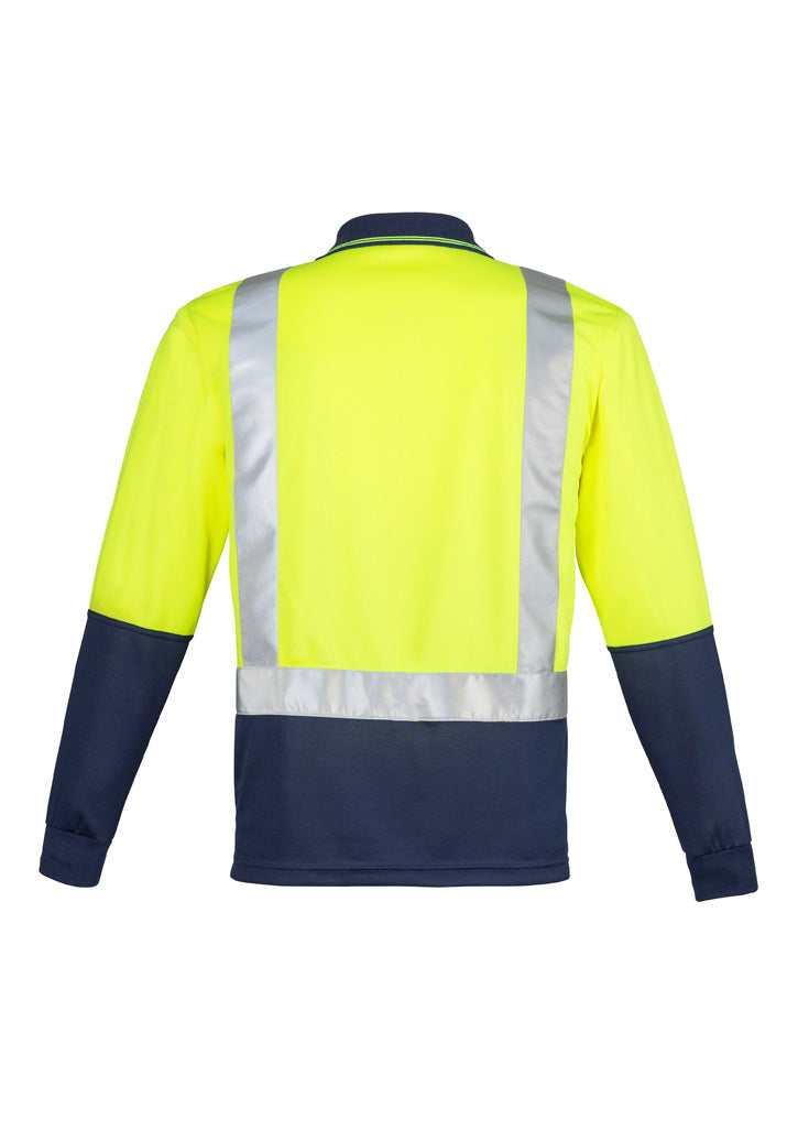 Mens Hi Vis Spliced Long Sleeve Polo - Shoulder Taped ZH234