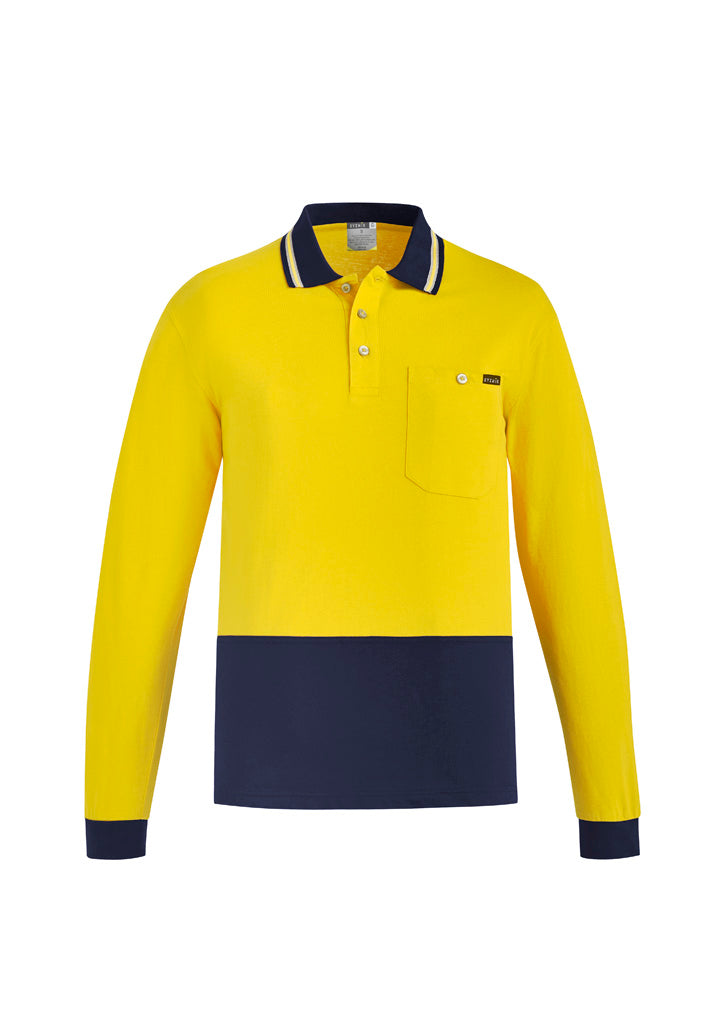 Mens Hi Vis Cotton Long Sleeve Polo ZH430