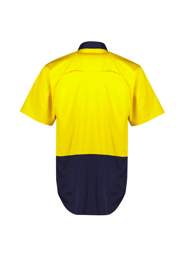Syzmik Mens Hi Vis Short Sleeve Shirt - Yellow/Navy