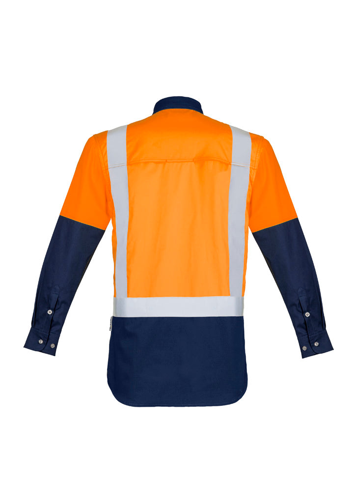 Syzmik Mens Industrial Long Sleeve Shirt - Shoulder Taped - Orange/Navy