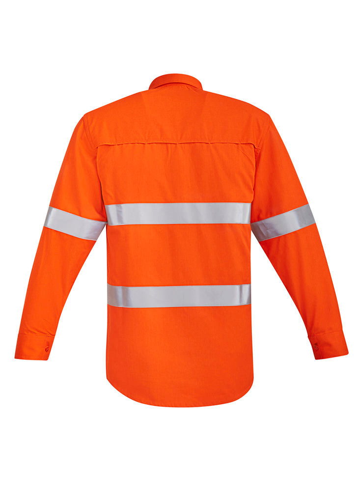 Syzmik Mens Orange Flame Hi Vis Open Front Shirt - Hoop Taped - Orange