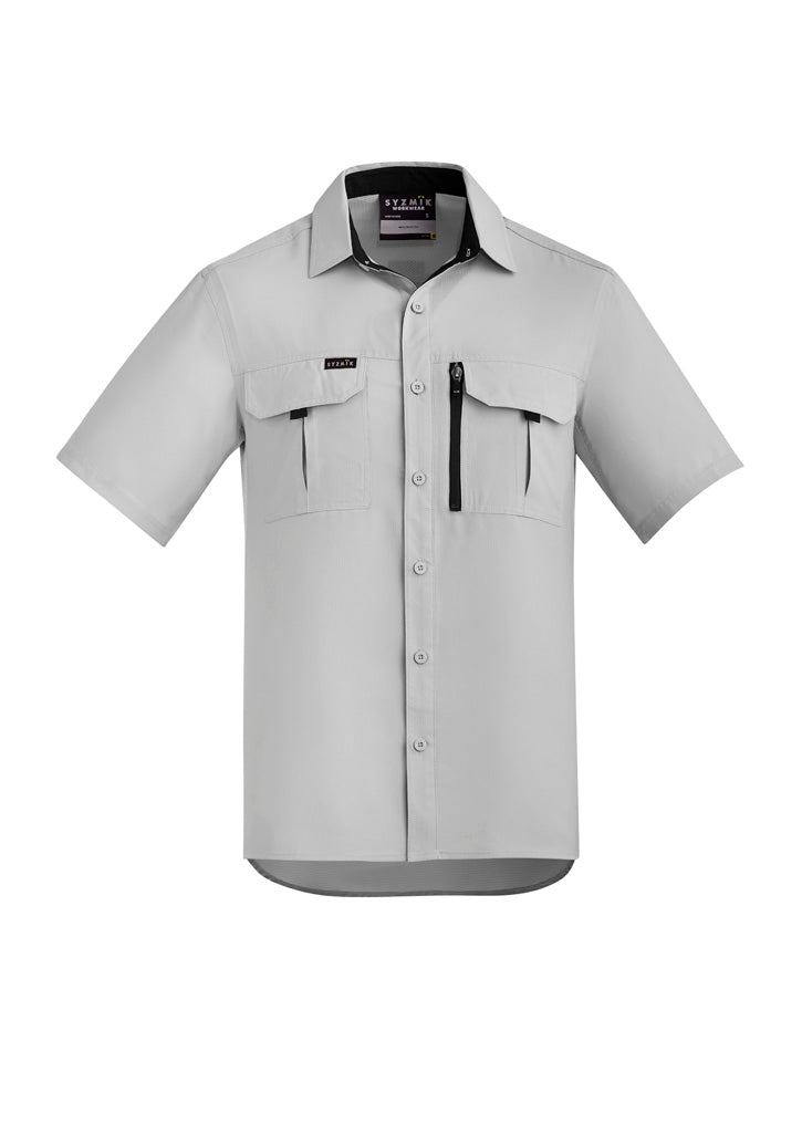 Syzmik Mens Outdoor Short Sleeve Shirt - Stone