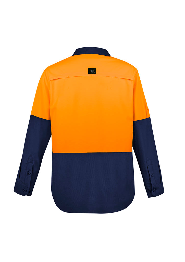 Syzmik Mens Hi Vis Outdoor Long Sleeve Shirt - Orange/Navy