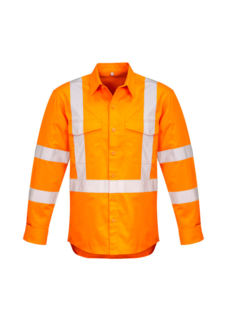 Mens Hi Vis X Back Taped Long Sleeve Shirt ZW690
