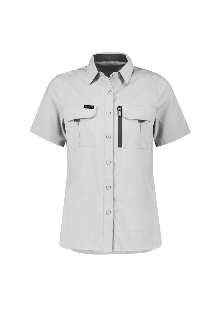 Syzmik Womens Outdoor Short Sleeve Shirt - Stone