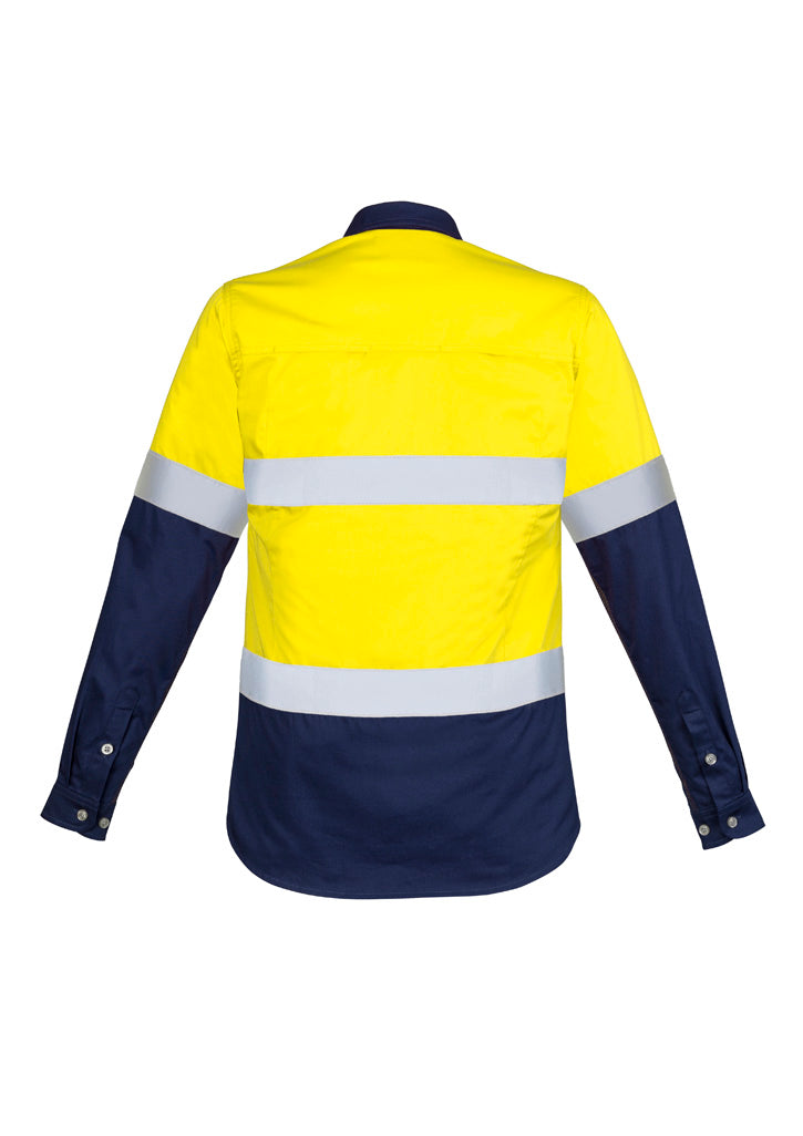 Syzmik Womens Industrial Long Sleeve Shirt - Hoop Taped - Yellow/Navy