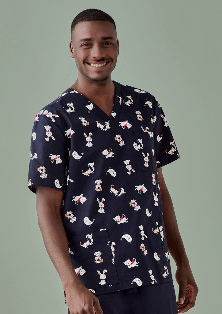 Mens Printed Best Friends Scrub Top CTS147MS