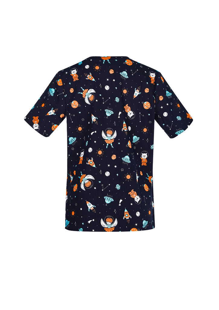 Womens Printed Space Party Scrub Top CST148LS