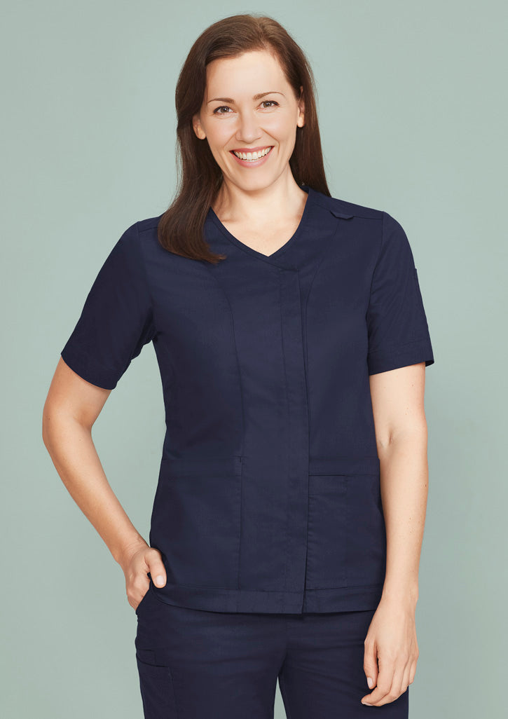 Womens Zip Up Front Crossover Scrub Top