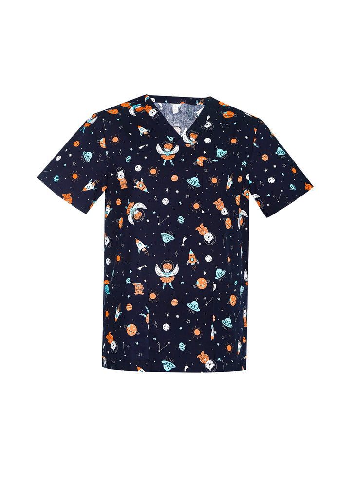 Mens Printed Space Party Scrub Top CST148MS
