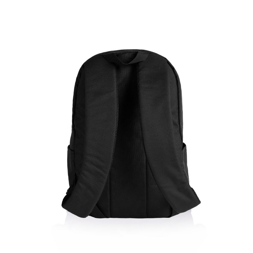 Black backpack on a white background