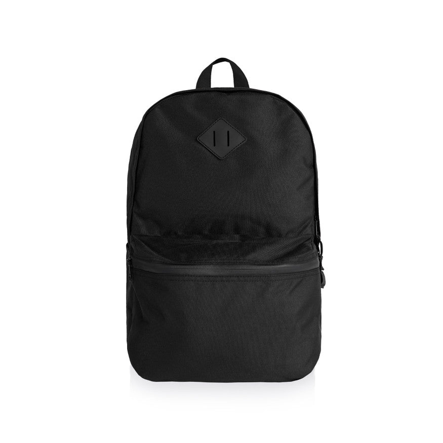 Black backpack on a white background