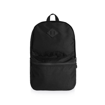 Black backpack on a white background
