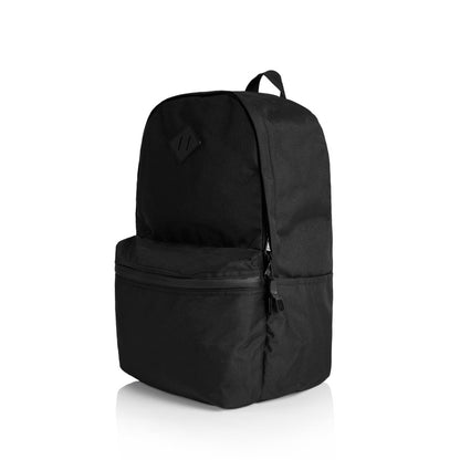 Black backpack on a white background