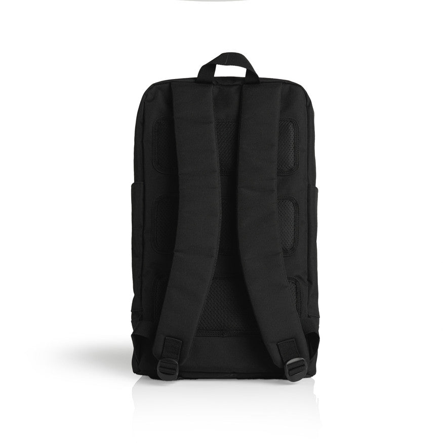 Black backpack on a white background