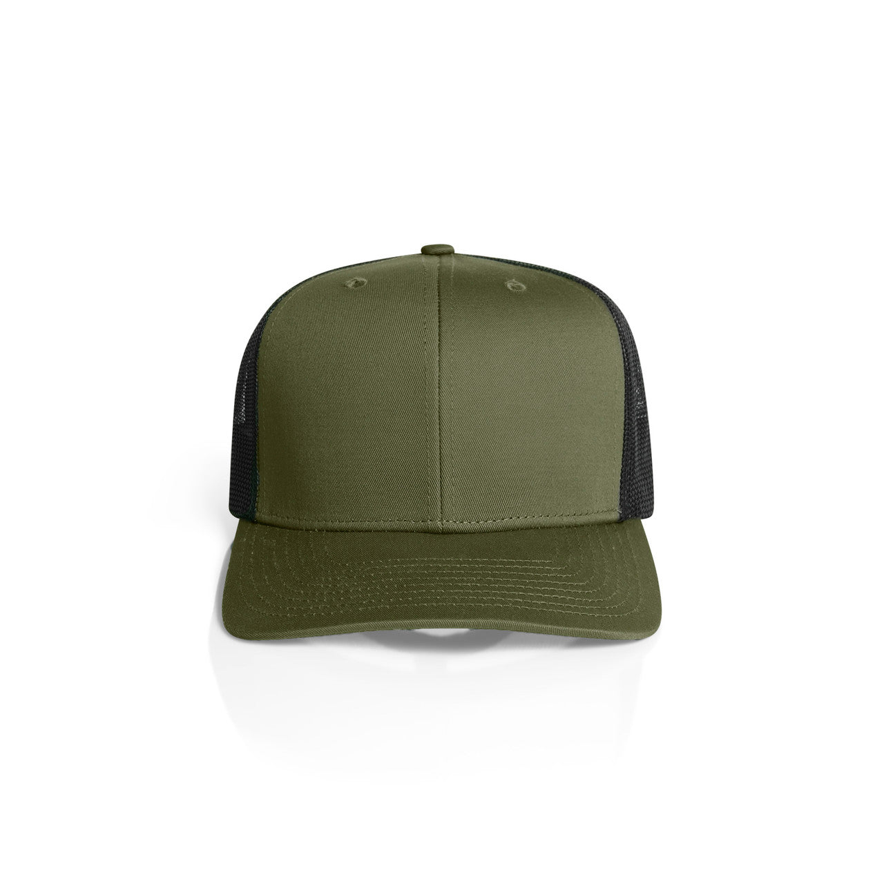 1191 Mesh Contrast Trucker Cap in Army/Black