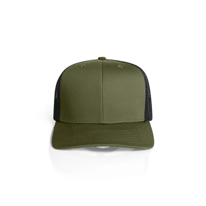 1191 Mesh Contrast Trucker Cap in Army/Black