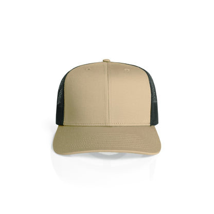 1191 Mesh Contrast Trucker Cap in Khaki/Black