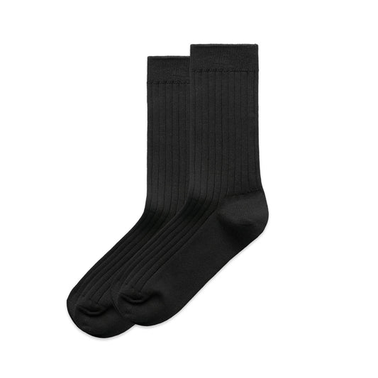 1203 Wos Rib Socks (2Pk) in Black