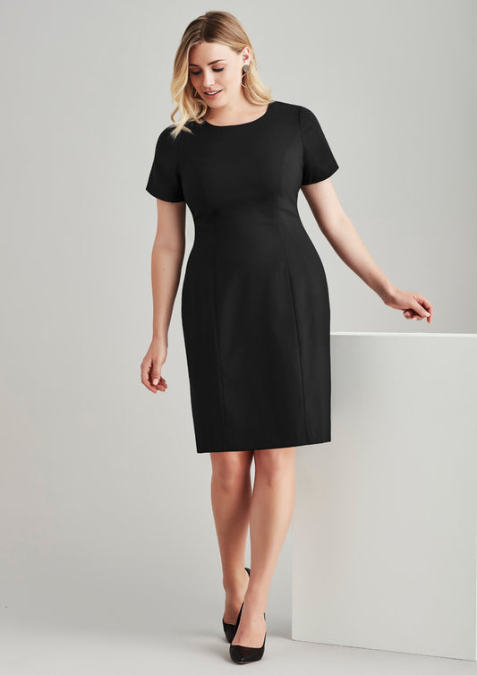 Womens Comfort Wool Stretch Short Sleeve Shift Dress 34012