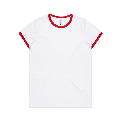 4053 Wos Ringer Tee in White/Red