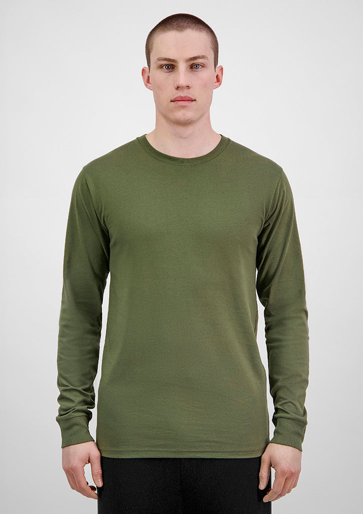 Good Mates Mens Basis Long Sleeve Tee - Army