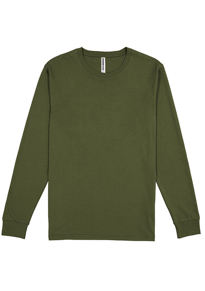 Good Mates Mens Basis Long Sleeve Tee - Army