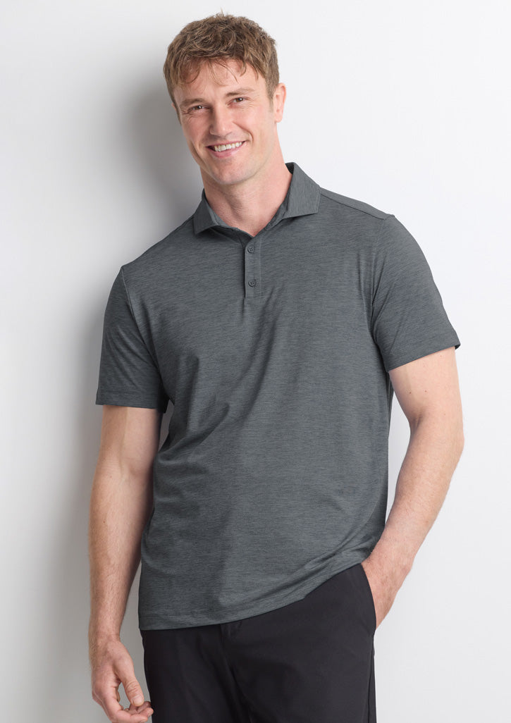 Biz Collection Mens Phoenix Short Sleeve Polo - Charcoal Marle
