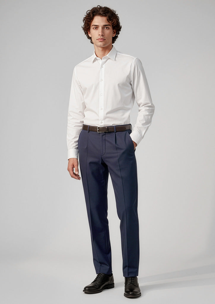 Biz Collection Mens Classic Pleat Pant - Navy
