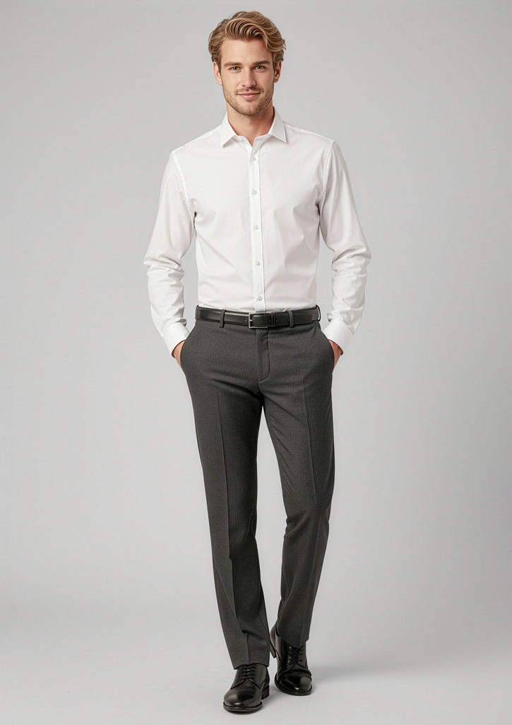 Biz Collection Mens Classic Flat Pant - Charcoal Marle
