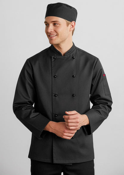 Biz Collection Mens Al Dente Long Sleeve Chef Jacket - Black