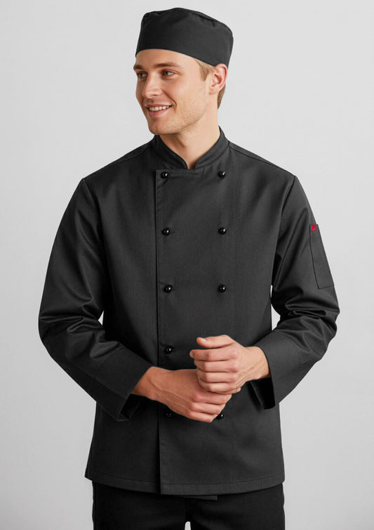 Biz Collection Mens Al Dente Long Sleeve Chef Jacket - Black