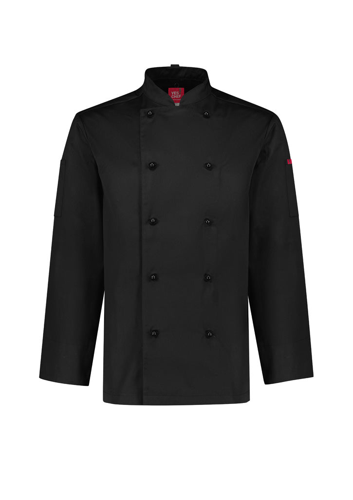 Biz Collection Mens Al Dente Long Sleeve Chef Jacket - White/Black