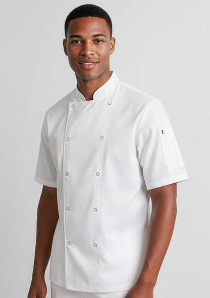Biz Collection Mens Zest Short Sleeve Chef Jacket - White