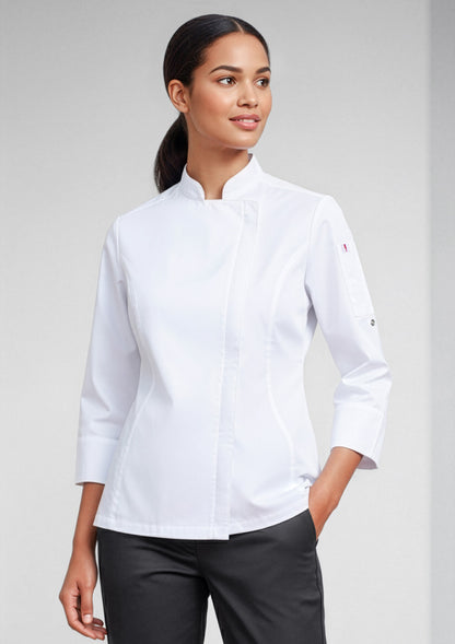Biz Collection Womens Alfresco Long Sleeve Chef Jacket - White