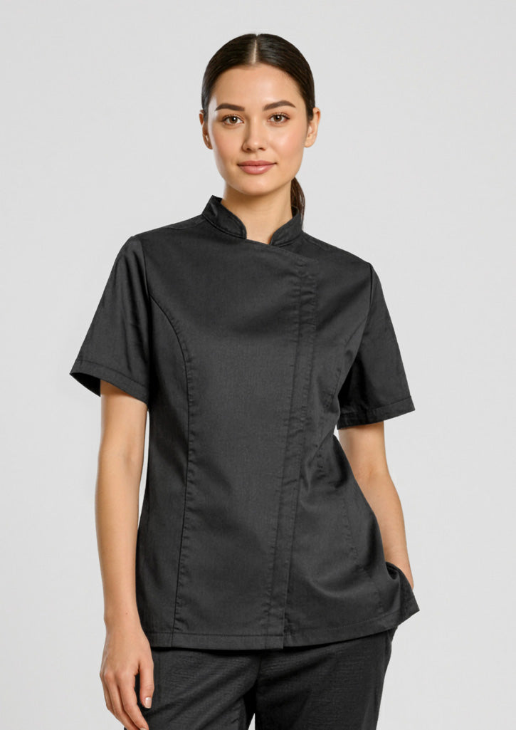 Biz Collection Womens Alfresco Short Sleeve Chef Jacket - Black