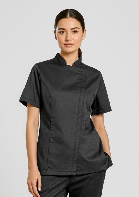 Biz Collection Womens Alfresco Short Sleeve Chef Jacket - Black